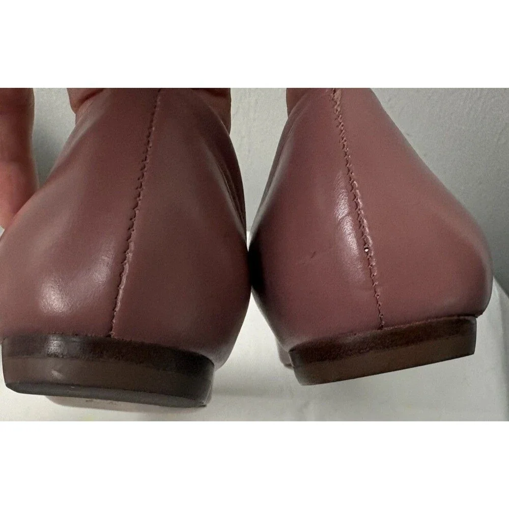 Tory Burch Fairford Point Toe Ballet Flat  Pink Leather Size 5 1/2